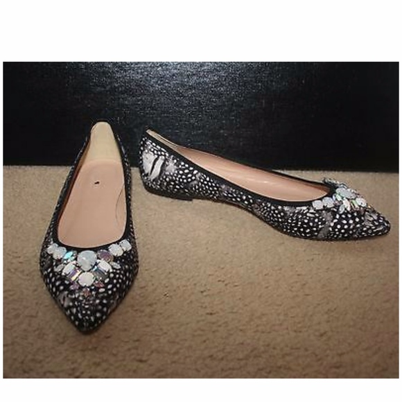 J. Crew Shoes - J.CREW COLLECTION GEMMA JEWELED FEATHER-PRINT FLAT